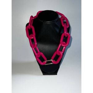 Pink Acrylic Oval Link Necklace